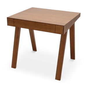 Hnědý stůl s nohami z jasanového dřeva EMKO, 80 x 70 cm