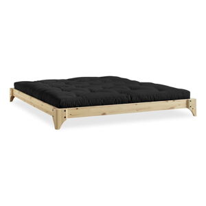 Dvoulůžková postel z borovicového dřeva s matrací Karup Design Elan Comfort Mat Natural Clear/Black, 140 x 200 cm