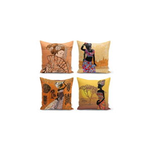 Sada 4 dekorativních povlaků na polštáře Minimalist Cushion Covers Eastern Ethnic, 45 x 45 cm