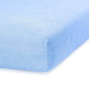 Světle modré elastické prostěradlo s vysokým podílem bavlny AmeliaHome Ruby, 100/120 x 200 cm