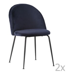 Sada 2 modrých jídelních židlí s černými nohami House Nordic Geneve