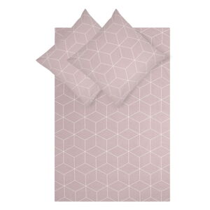 Růžové povlečení na dvoulůžko z ranforce bavlny by46, 200 x 200 cm