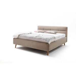 Béžová čalouněná dvoulůžková postel s úložným prostorem s roštem 140x200 cm Lotte - Meise Möbel