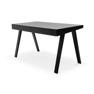 Černý psací stůl s nohami z jasanového dřeva EMKO 4.9, 140 x 70 cm