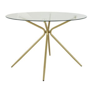 Kulatý jídelní stůl se skleněnou deskou ve zlaté barvě ø 110 cm Silvie – Støraa