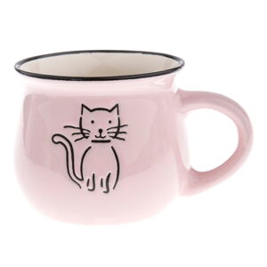 Růžový keramický hrneček s obrázkem kočky Dakls, objem 0,3 l