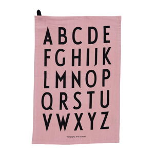 Růžová bavlněná utěrka Design Letters Alphabet, 40 x 60 cm