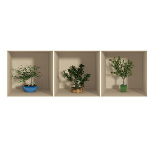 Sada 3 samolepek s 3D efektem Ambiance Small Trees