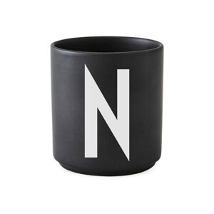 Černý porcelánový šálek Design Letters Alphabet N 250 ml