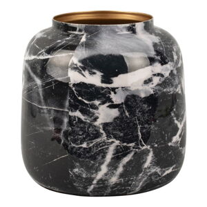 Černo-bílá železná váza PT LIVING Marble, výška 12,5 cm