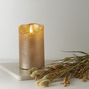 Vosková LED svíčka ve zlaté barvě Star Trading Flamme Rustic, výška 12,5 cm