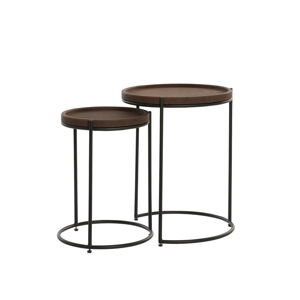 Kožené kulaté odkládací stolky v sadě 2 ks ø 53 cm Jairo – Light & Living