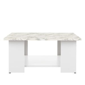 Bílý konferenční stolek s deskou v dekoru mramoru 67x67 cm Square - TemaHome
