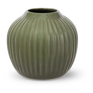 Tmavě zelená kameninová váza Kähler Design, výška 13 cm