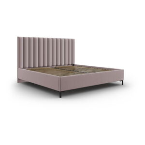 Světle růžová čalouněná dvoulůžková postel s úložným prostorem s roštem 180x200 cm Casey – Mazzini Beds