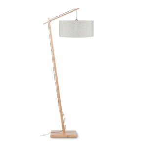 Stojací lampa se světle béžovým stínidlem a konstrukcí z bambusu Good&Mojo Andes