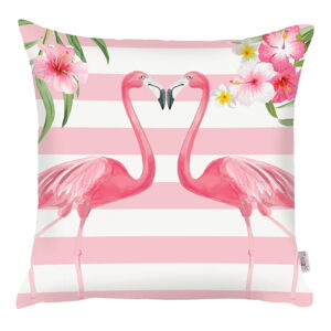 Růžový povlak na polštář Mike & Co. NEW YORK Lovely Flamingos, 43 x 43 cm