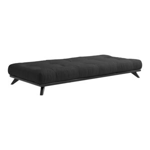 Černá jednolůžková postel z masivního borovicového dřeva s matrací Karup Design Comfort, 90 x 200 cm