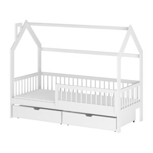 Bílá domečková dětská postel s úložným prostorem 80x180 cm Oskar - Lano Meble