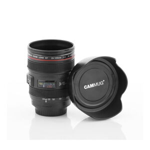 Černý multifunkční cestovní hrnek InnovaGoods Lens, 400 ml