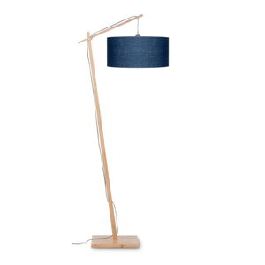Stojací lampa s modrým stínidlem a konstrukcí z bambusu Good&Mojo Andes