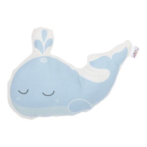 Modrý dětský polštářek s příměsí bavlny Mike & Co. NEW YORK Pillow Toy Whale, 35 x 24 cm
