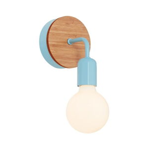 Světle modré nástěnné svítidlo s dřevěným detailem Homemania Valetta