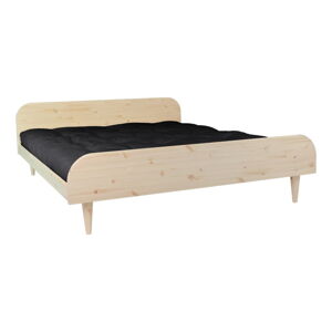 Dvoulůžková postel z borovicového dřeva s matrací Karup Design Twist Double Latex Natural Clear/Black, 140 x 200 cm