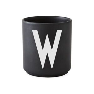 Černý porcelánový šálek Design Letters Alphabet W, 250 ml
