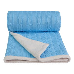 Modrá pletená dětská deka s podílem bavlny T-TOMI Winter, 80 x 100 cm