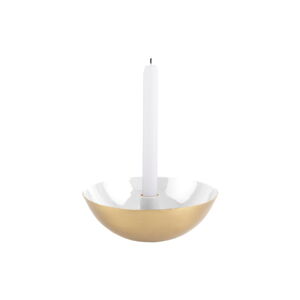 Bílý svícen s detailem ve zlaté barvě PT LIVING Tub, ⌀ 17 cm