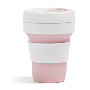 Bílo-růžový skládací termohrnek Stojo Pocket Cup Rose, 355 ml