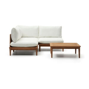 Bílý zahradní lounge set z teakového dřeva pro 2 Portitxol – Kave Home