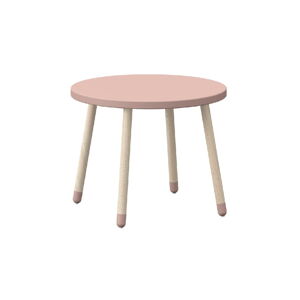 Růžový dětský stolek s nohami z jasanového dřeva Flexa Dots, ø 60 cm