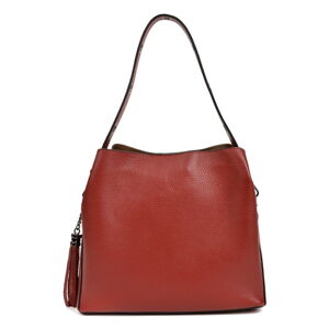 Červená kožená kabelka Mangotti Bags, 30 x 26 cm