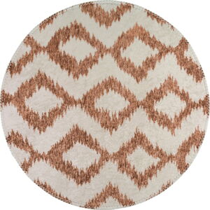 Bílo-oranžový pratelný kulatý koberec ø 80 cm – Vitaus