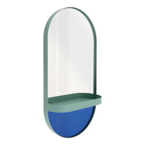 Modré nástěnné zrcadlo s poličkou Remember Taupe