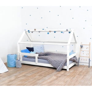 Bílá dětská postel s bočnicí ze smrkového dřeva Benlemi Tery, 80 x 160 cm