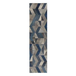 Modrý vlněný běhoun Flair Rugs Asher, 60 x 230 cm