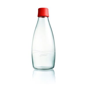 Červená skleněná lahev ReTap s doživotní zárukou, 800 ml
