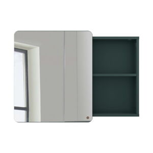 Tmavě zelená závěsná koupelnová skříňka se zrcadlem 80x58 cm Color Bath – Tom Tailor