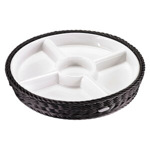 Porcelánová servírovací miska v černém košíku Saleen, ⌀ 28,5 cm