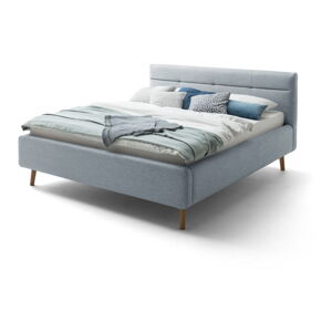 Modrá čalouněná dvoulůžková postel s úložným prostorem s roštem 160x200 cm Lotte - Meise Möbel