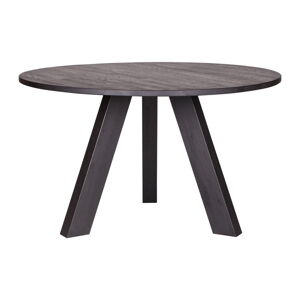 Černý jídelní stůl z dubového dřeva WOOOD Rhonda, ø 129 cm