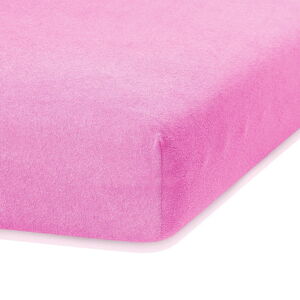 Růžové elastické prostěradlo s vysokým podílem bavlny AmeliaHome Ruby, 100/120 x 200 cm