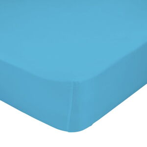 Tyrkysově modré elastické prostěradlo z čisté bavlny Happy Friday Basic, 90 x 200 cm