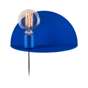 Modrá nástěnná lampa s poličkou Shelfie Anna, výška 15 cm