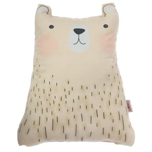 Hnědý dětský polštářek s příměsí bavlny Mike & Co. NEW YORK Pillow Toy Bear Cute, 22 x 30 cm