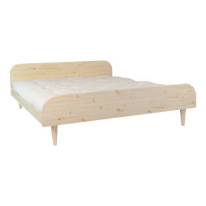 Dvoulůžková postel z borovicového dřeva s matrací Karup Design Twist Double Latex Natural Clear/Natural, 140 x 200 cm