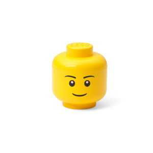 Žlutá úložná krabice ve tvaru hlavy LEGO® boy, 10,5 x 10,6 x 12 cm